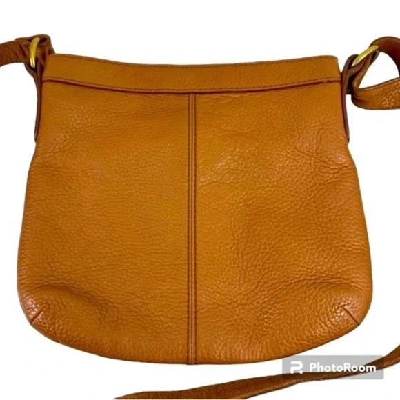 Fossil Cognac Brown Pebbled Leather Crossbody Bag - Picture 8 of 13